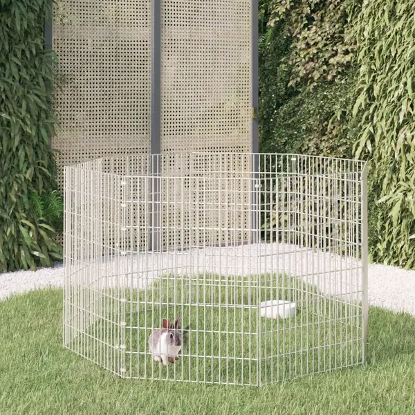 Gossi adapost pentru animale cu 8 panouri, 54x80 cm, fier galvanizat