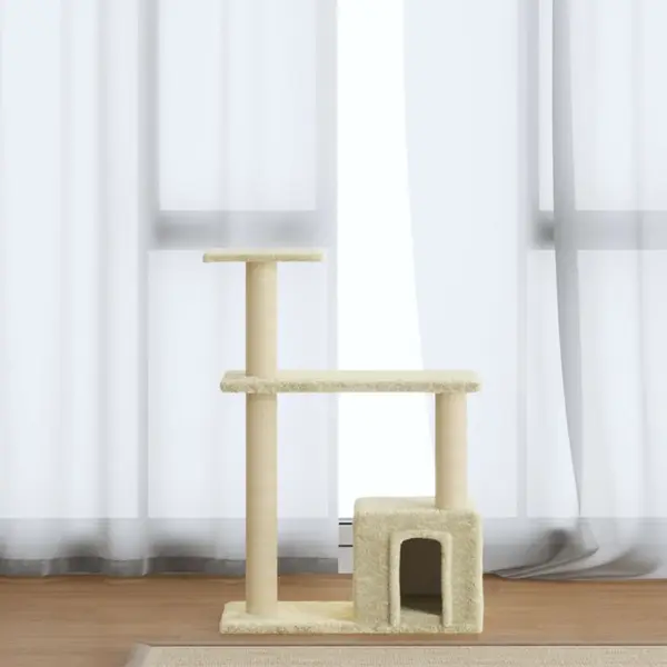 Gossi ansamblu pisici cu stalpi din funie de sisal, crem, 70 cm