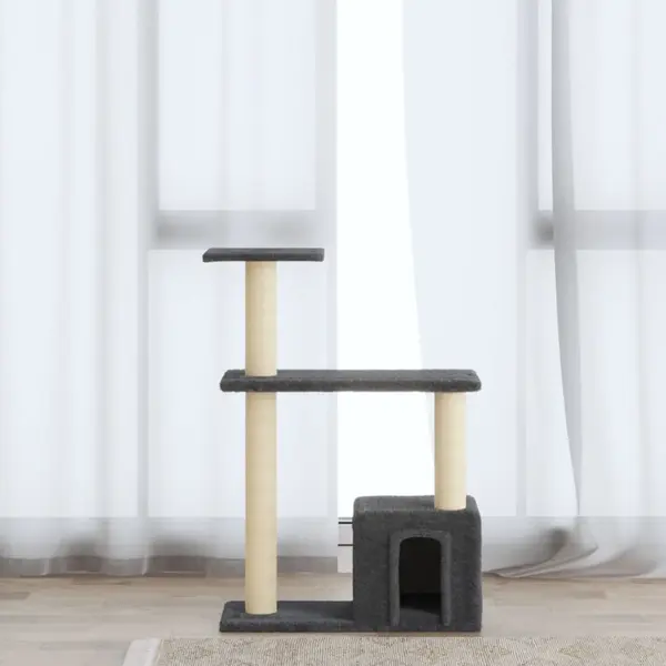 Gossi ansamblu pisici cu stalpi din funie de sisal, gri inchis, 70 cm