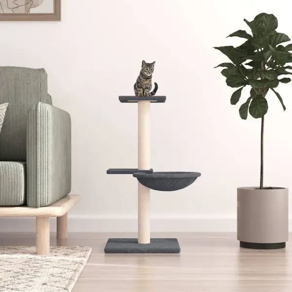 Gossi ansamblu pisici cu stalpi din funie sisal, gri inchis, 72 cm