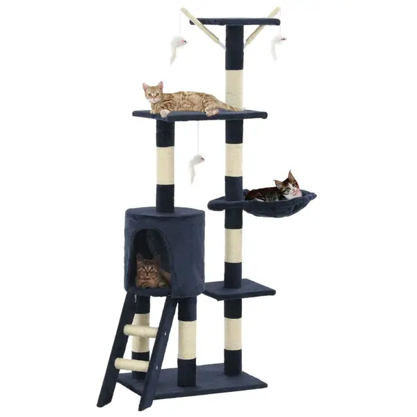 Gossi ansamblu pisici stalpi din funie sisal, 138 cm, albastru inchis