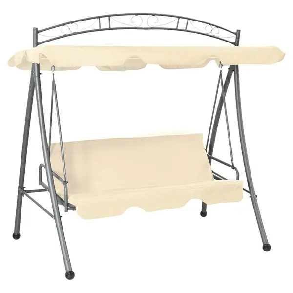 Gossi balansoar de exterior extensibil cu copertina, alb nisipiu