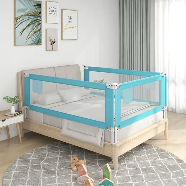 Gossi balustrada de protectie pat copii, albastru, 100x25 cm, textil