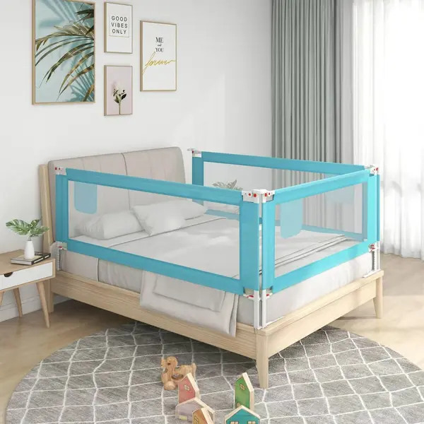 Gossi balustrada de protectie pat copii, albastru, 140x25 cm, textil