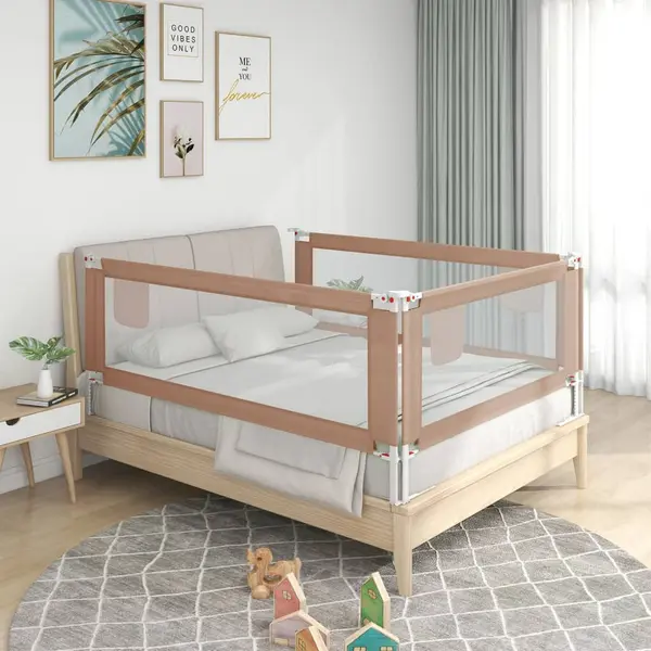 Gossi balustrada de protectie pat copii, gri taupe, 100x25 cm, textil