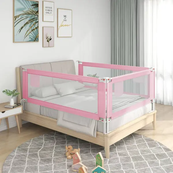 Gossi balustrada de protectie pat copii, roz, 150x25 cm, textil