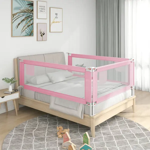 Gossi balustrada de protectie pat copii, roz, 160x25 cm, textil