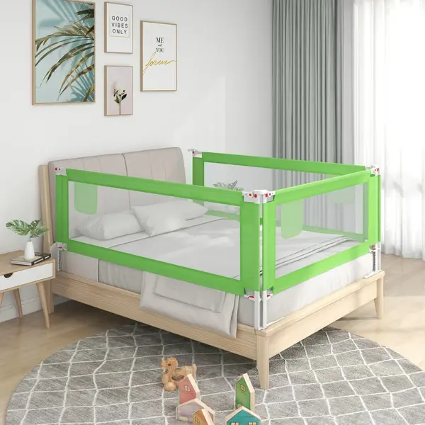 Gossi balustrada de protectie pat copii, verde, 190x25 cm, textil