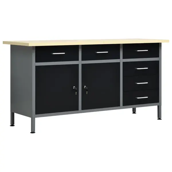 Gossi banc de lucru, negru, 160 x 60 x 85 cm, otel