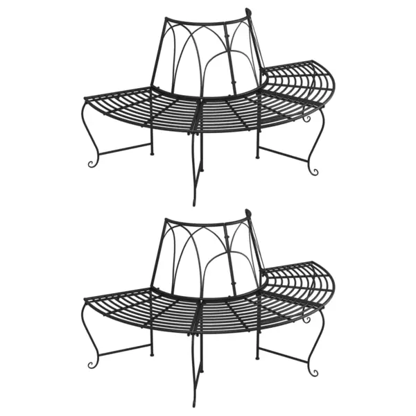 Gossi banca circulara de copac, 2 buc., negru, Ø159 cm, otel