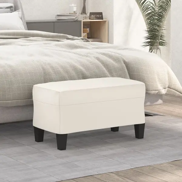 Gossi banca, crem, 70x35x41 cm, piele ecologica