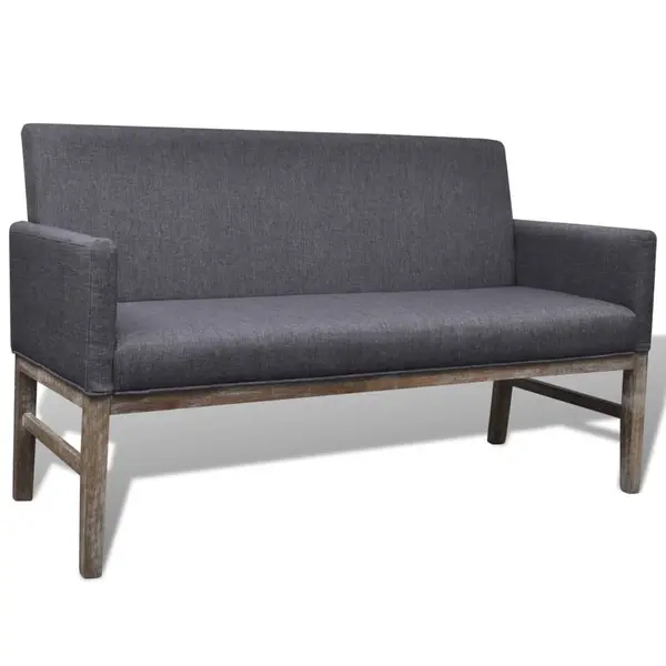 Gossi banca cu perne captusite, textil, lemn de hevea, gri inchis