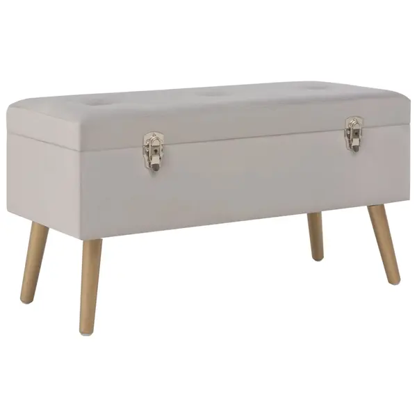 Gossi banca cu un compartiment de depozitare, gri, 80 cm, catifea