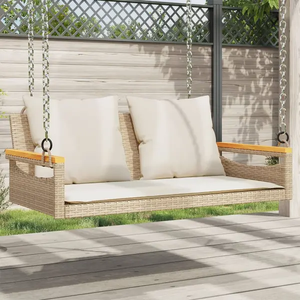 Gossi banca de balansoar cu perne, bej, 109x62x40 cm, poliratan
