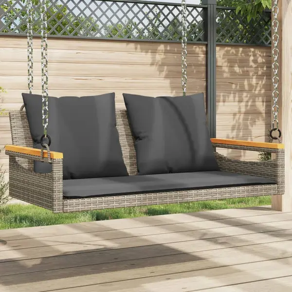Gossi banca de balansoar cu perne, gri, 109x62x40 cm, poliratan