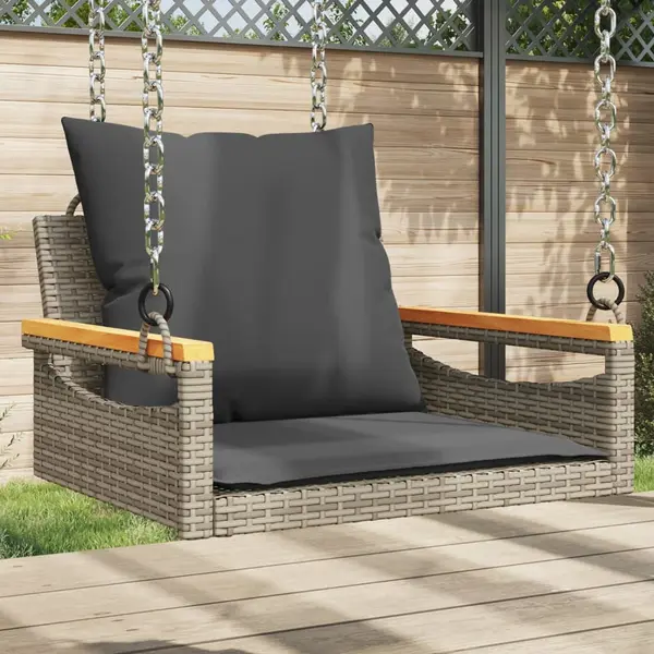 Gossi banca de balansoar cu perne, gri, 63x62x40 cm, poliratan