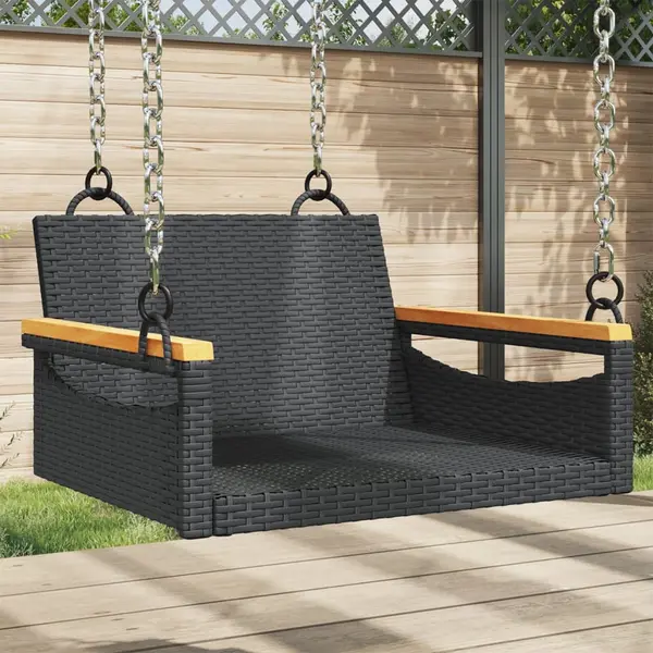 Gossi banca de balansoar, negru, 63x62x40 cm, poliratan