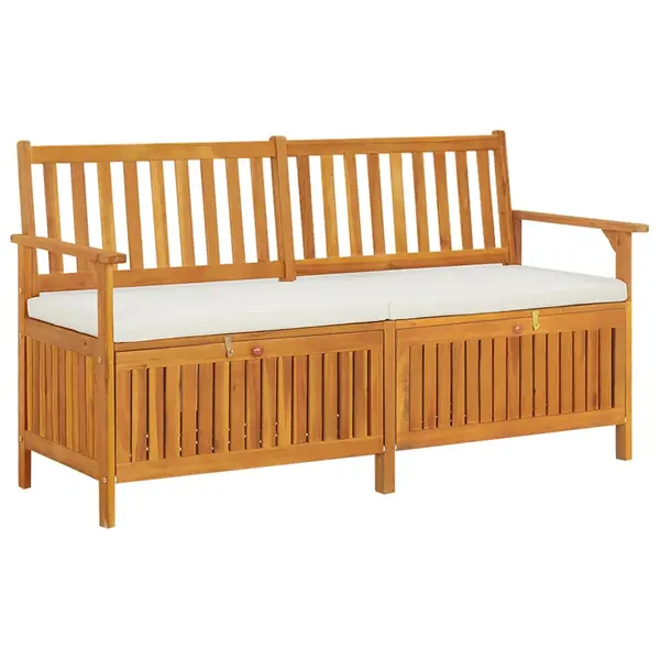 Gossi banca de depozitare cu perna, 148 cm, lemn masiv de acacia