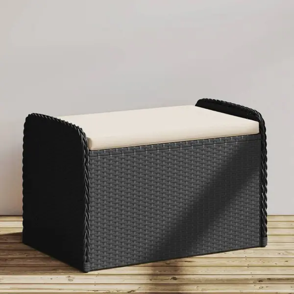 Gossi banca de depozitare cu perna, negru, 80x51x52 cm, poliratan
