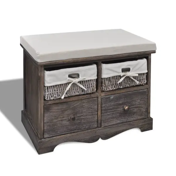 Gossi banca de depozitare, maro, 62x33x42 cm, lemn de paulownia
