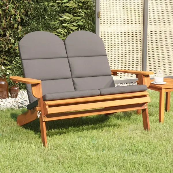 Gossi banca de gradina adirondack cu perne 126 cm, lemn masiv acacia
