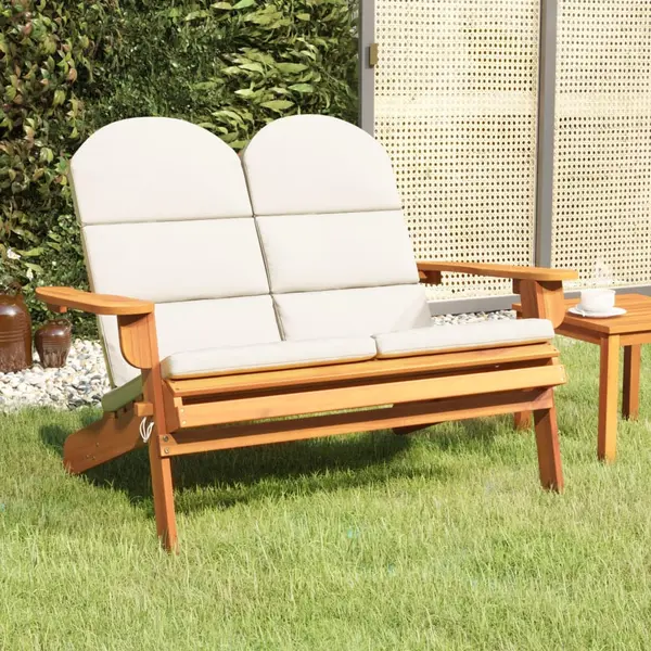 Gossi banca de gradina adirondack cu perne 126 cm, lemn masiv acacia