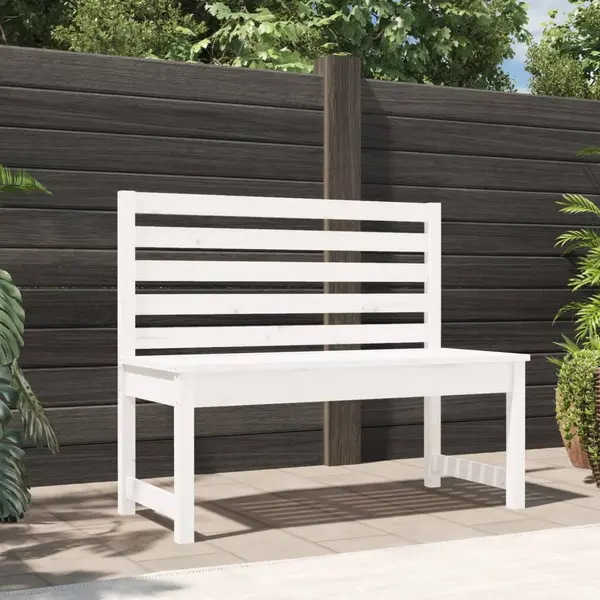 Gossi banca de gradina, alb, 109 cm, lemn masiv de pin
