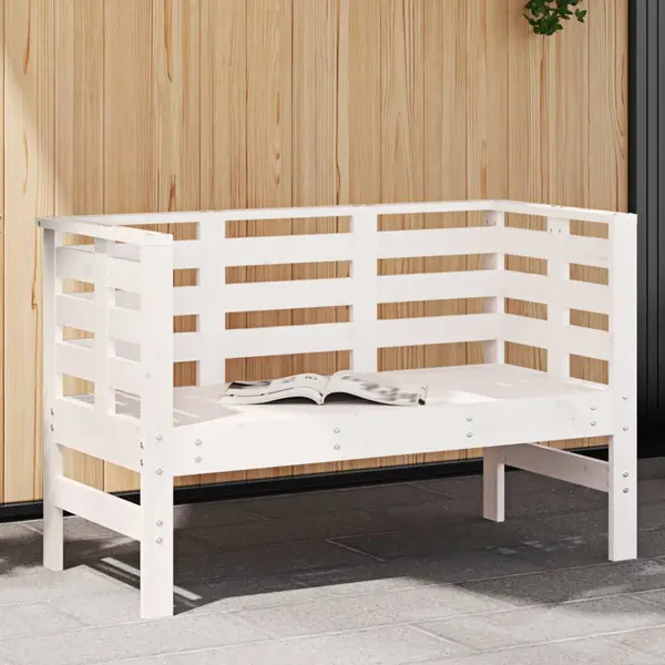 Gossi banca de gradina, alb, 111,5x53x71 cm, lemn masiv de pin
