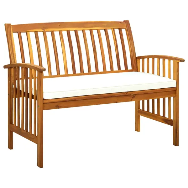 Gossi banca de gradina cu perne, 119 cm, lemn masiv de acacia