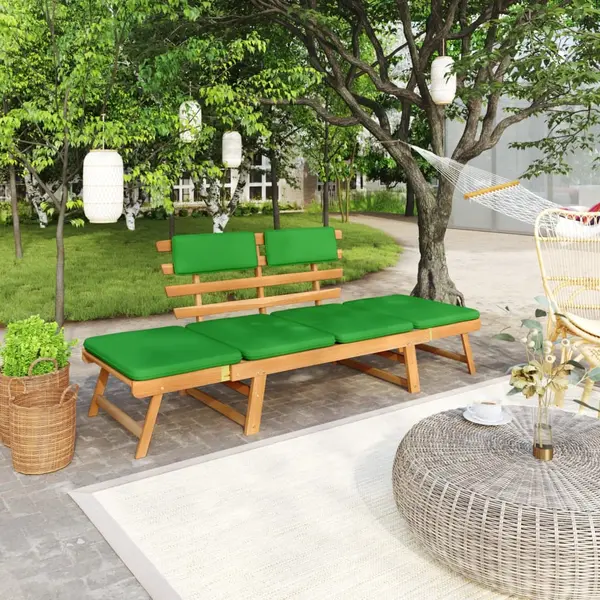Gossi banca de gradina cu perne 2-in-1, 190 cm, lemn masiv acacia