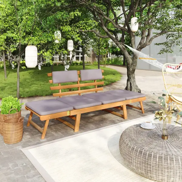 Gossi banca de gradina cu perne 2-in-1, 190 cm, lemn masiv de acacia