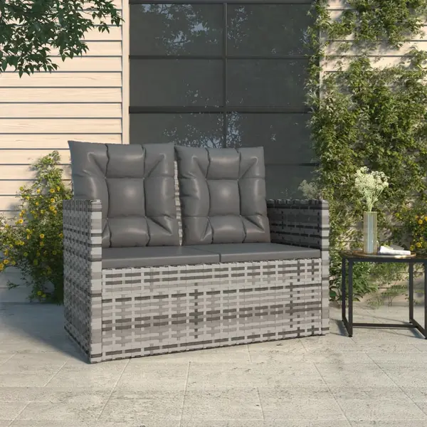 Gossi banca de gradina cu perne, gri, 105 cm, poliratan
