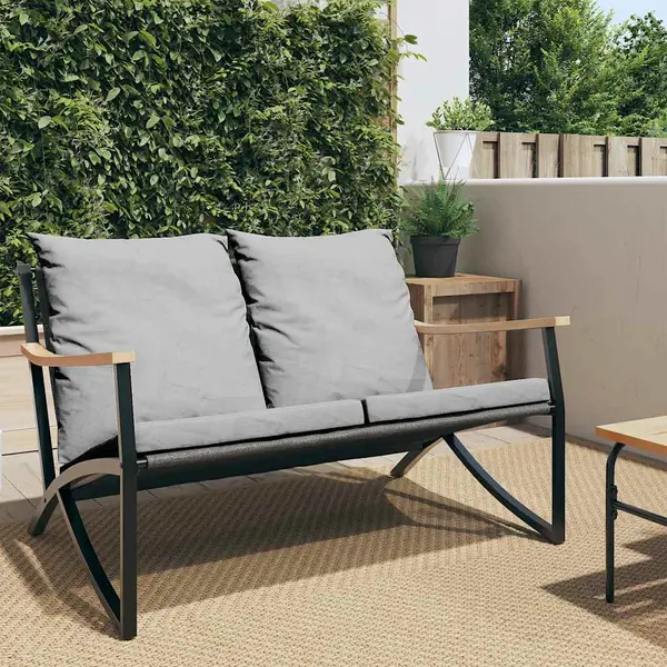 Gossi banca de gradina cu perne, negru, 120 cm, otel