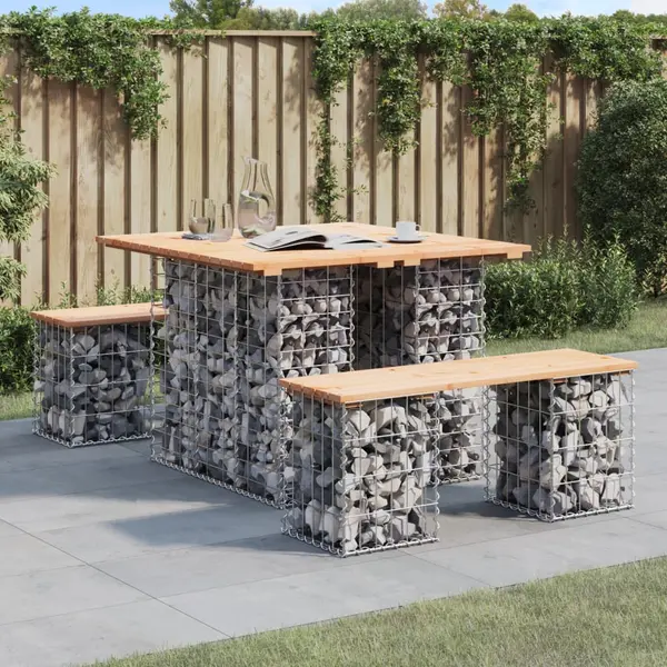 Gossi banca de gradina, design gabion, 100x102x72cm, lemn masiv pin