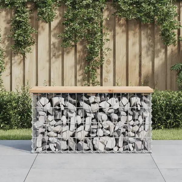 Gossi banca de gradina, design gabion, 83x31,5x42 cm, lemn masiv pin