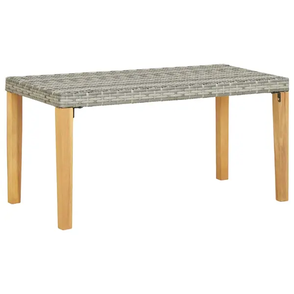 Gossi banca de gradina, gri, 120 cm, poliratan si lemn de acacia