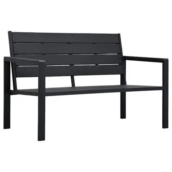 Gossi banca de gradina, negru, 120 cm, aspect de lemn, hdpe