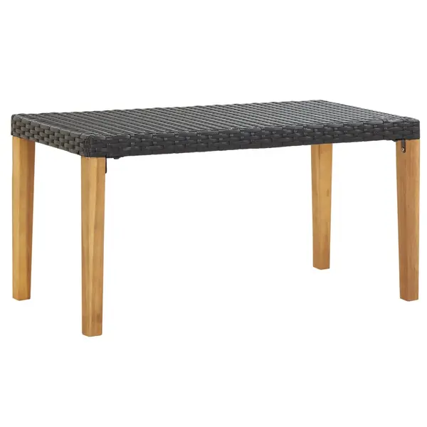 Gossi banca de gradina, negru, 120 cm, poliratan si lemn de acacia