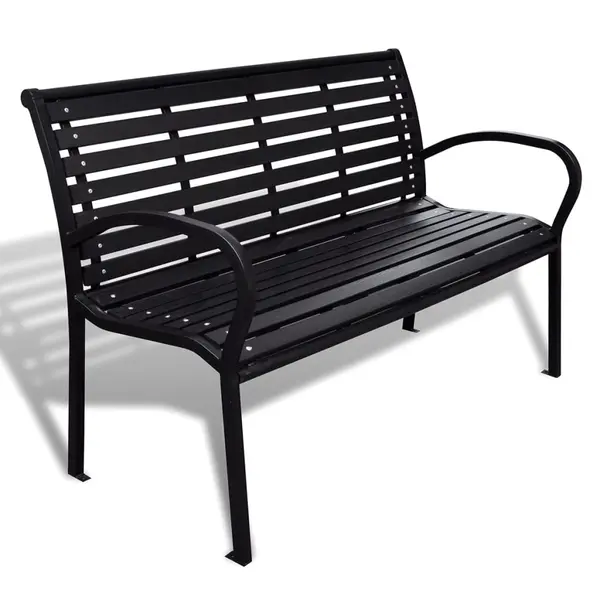 Gossi banca de gradina, negru, 125 cm, otel si wpc