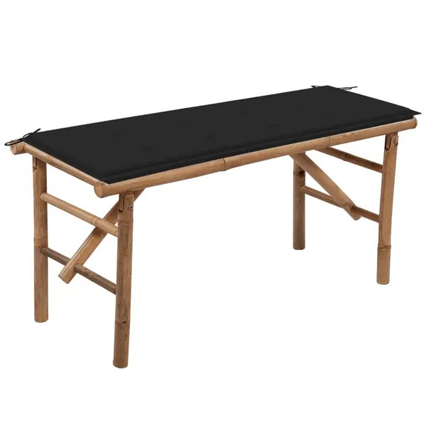 Gossi banca de gradina pliabila cu perna, 118 cm, bambus