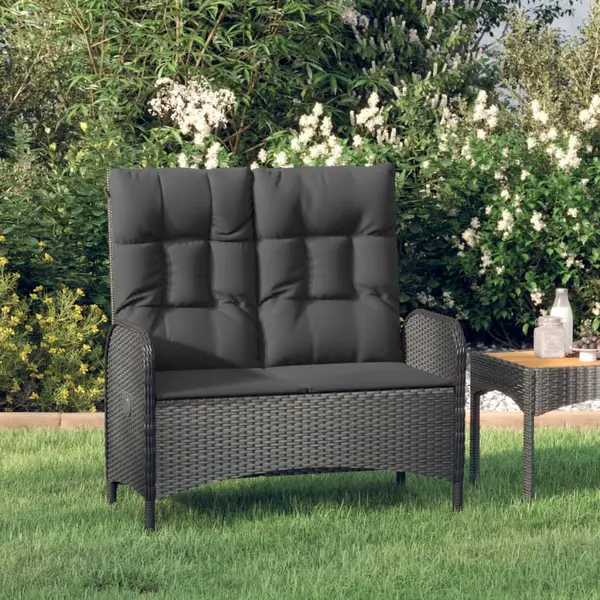 Gossi banca de gradina rabatabila cu perne, negru, 107 cm, poliratan