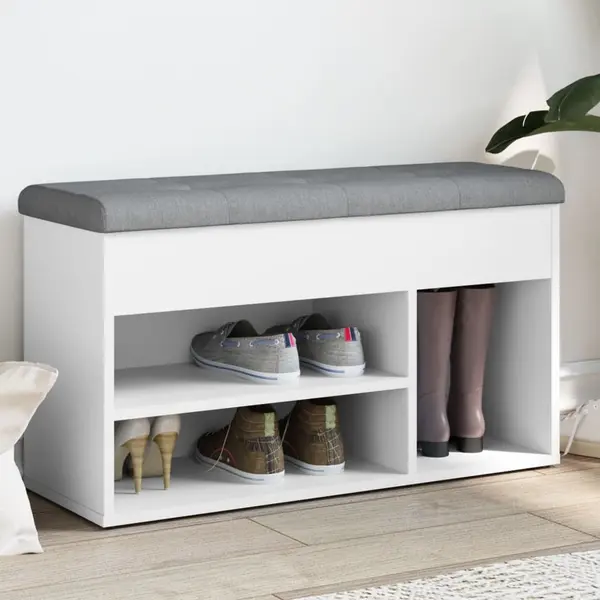 Gossi banca de pantofi, alb, 82x32x45,5 cm, lemn prelucrat