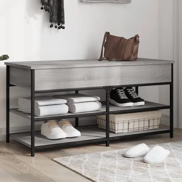 Gossi banca de pantofi, gri sonoma, 100x42,5x50 cm, lemn prelucrat