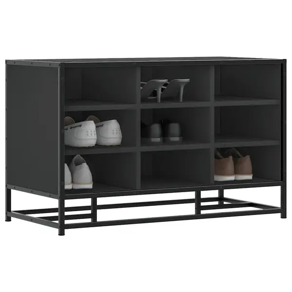 Gossi banca de pantofi neagra 84x40x53,5 cm lemn si metal prelucrat