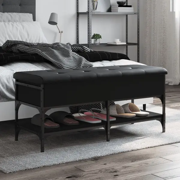 Gossi banca de pantofi, negru, 102x42x45 cm, lemn prelucrat