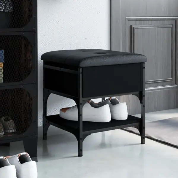 Gossi banca de pantofi, negru, 42x42x45 cm, lemn prelucrat