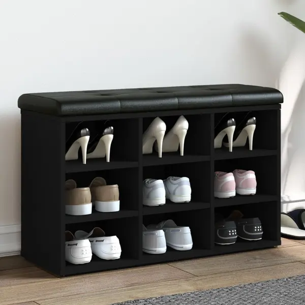 Gossi banca de pantofi, negru, 82x32x50 cm, lemn prelucrat