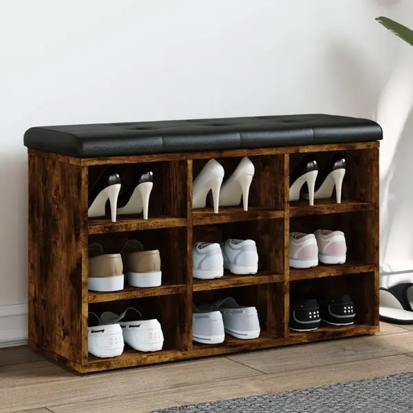 Gossi banca de pantofi, stejar fumuriu, 82x32x50 cm, lemn prelucrat