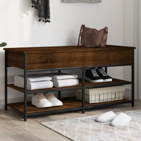 Gossi banca de pantofi, stejar maro, 100x42,5x50 cm, lemn prelucrat
