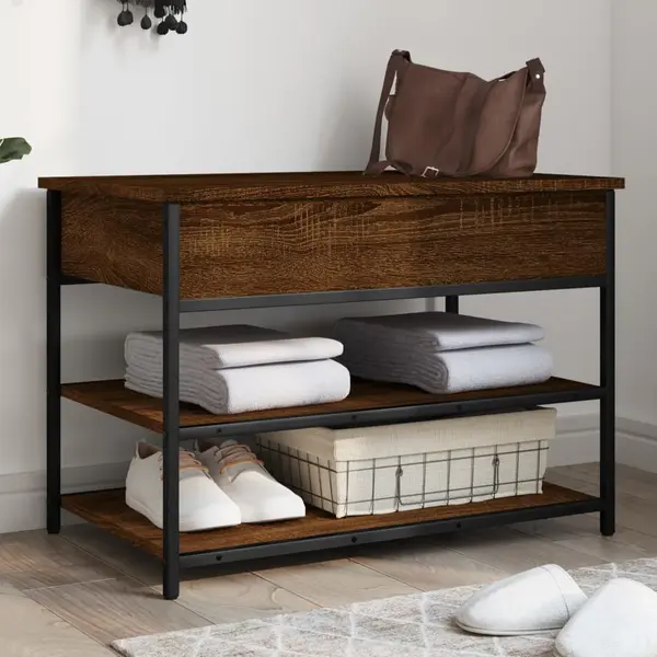 Gossi banca de pantofi, stejar maro, 70x42,5x50 cm, lemn prelucrat